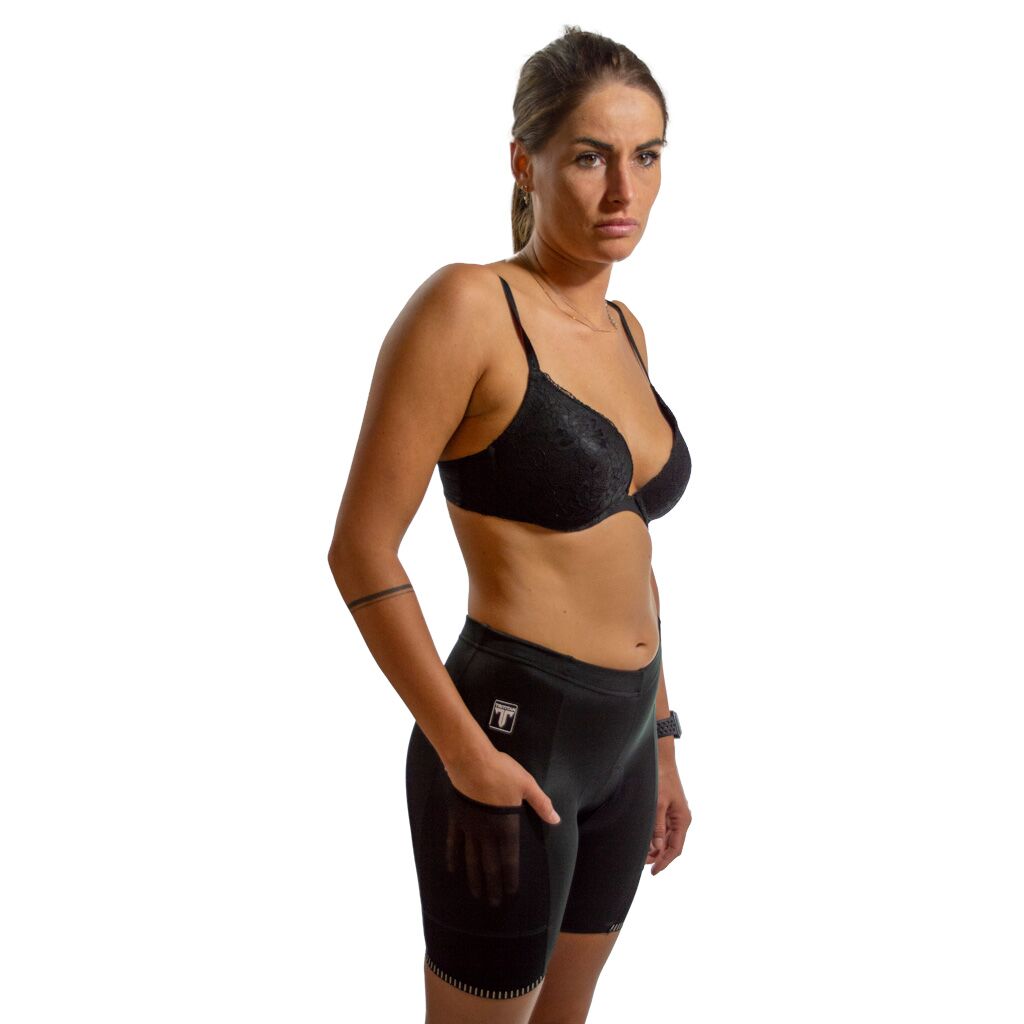TriTiTan cycling shorts with reflective powerband and one side pocket female
