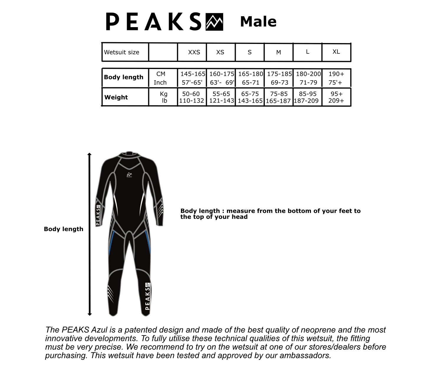 PEAKS wetsuit AZUL Male - Afbeelding 7
