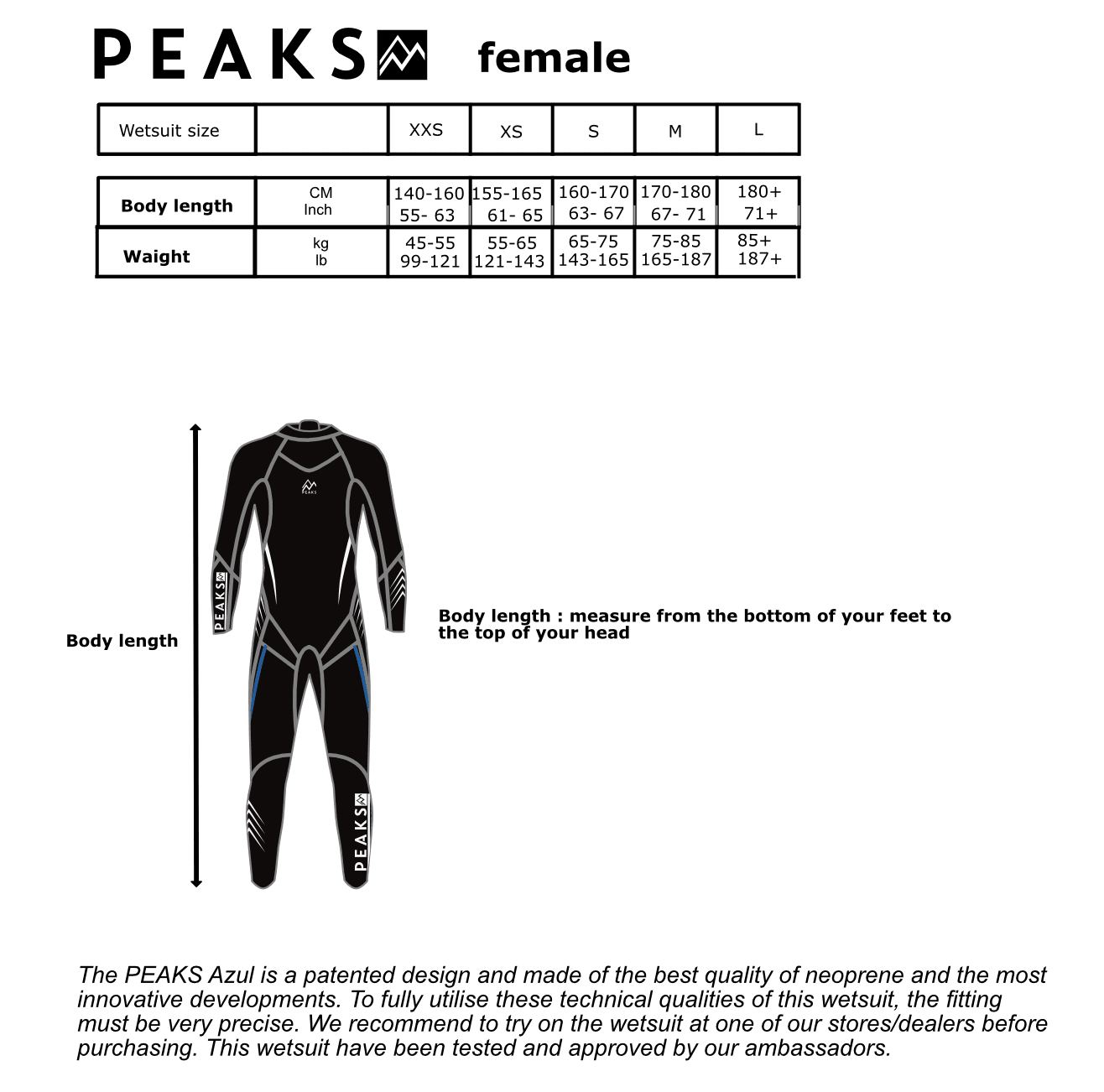 PEAKS wetsuit AZUL Female - Afbeelding 4
