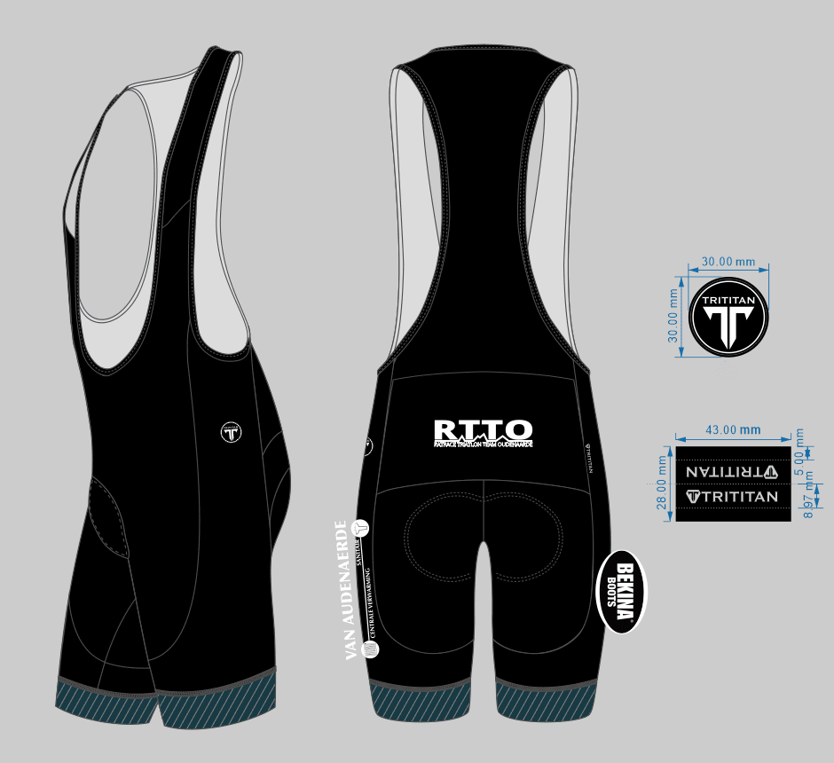 8 RTTO koersbroek met bretellen met pinkpad (ladies)